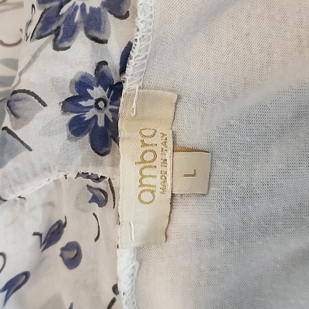 Ambra Blouse Silk Floral Sleeveless Cowl Neck White Size L - Picture 14 of 15